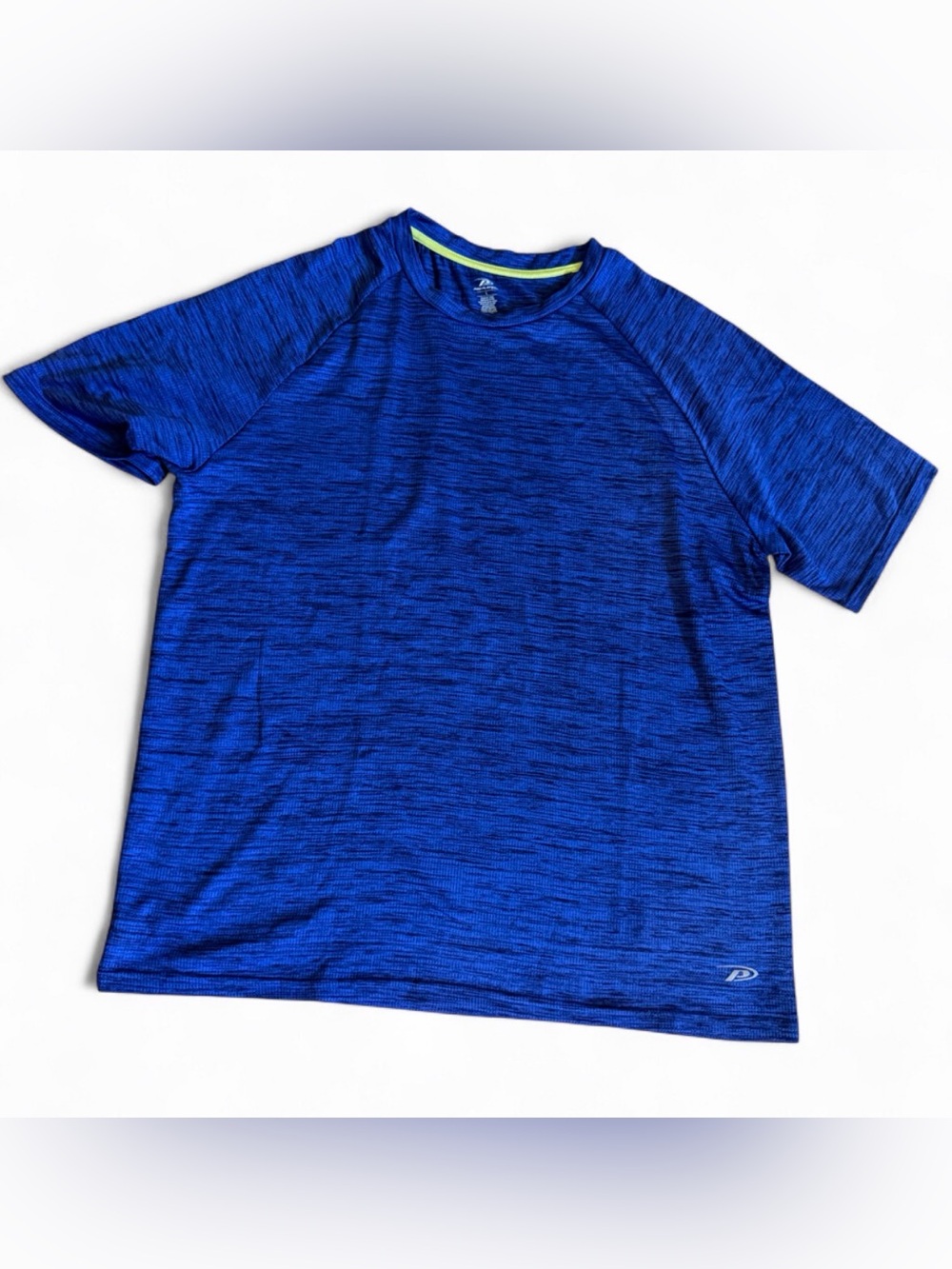 Pro Player Heathered Royal Blue Athletic Tee with Neon Lime Trim